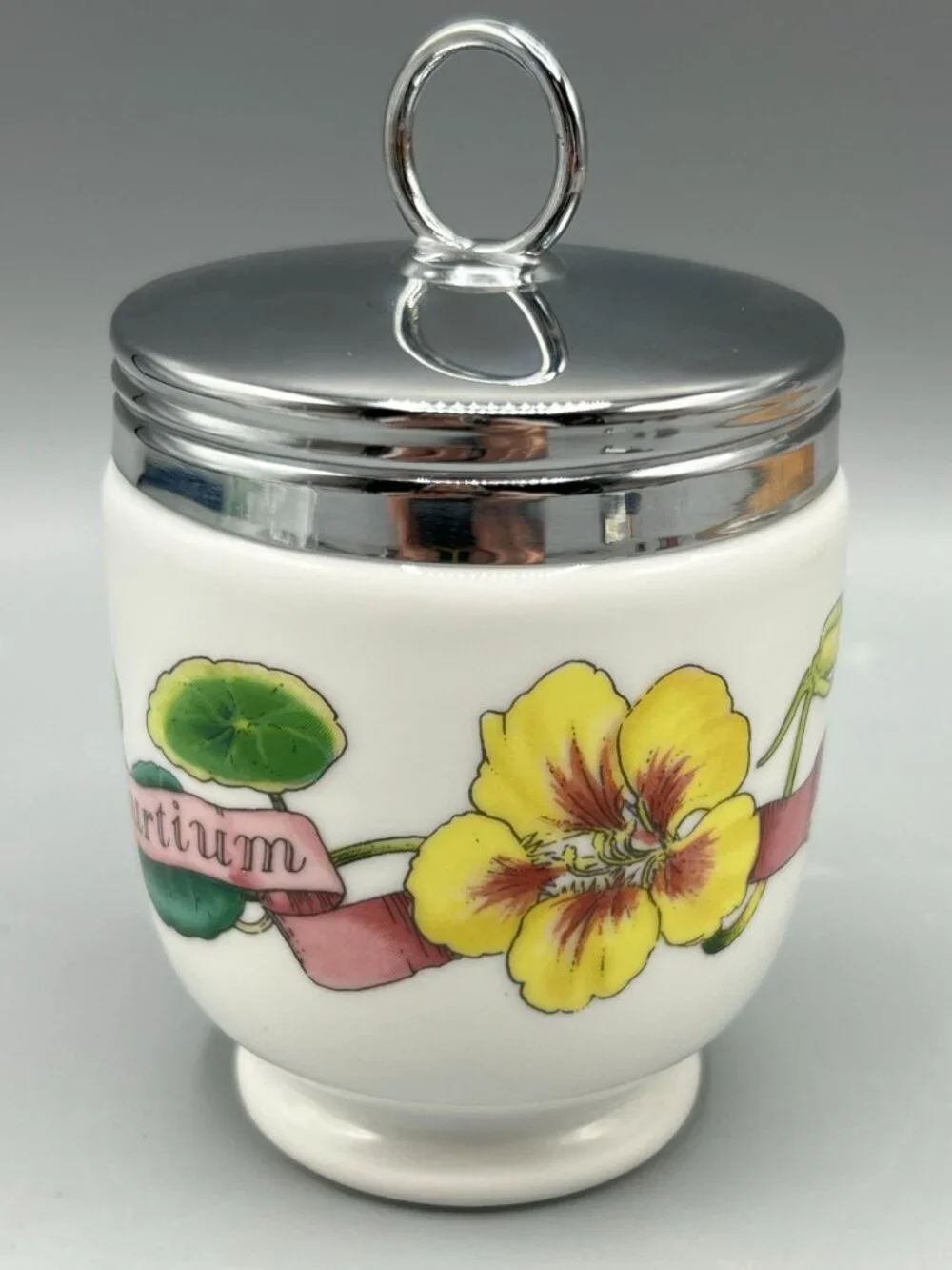 Royal Worcester Porcelain Egg Coddler Herb Jar Thyme Nasturtium Design 4